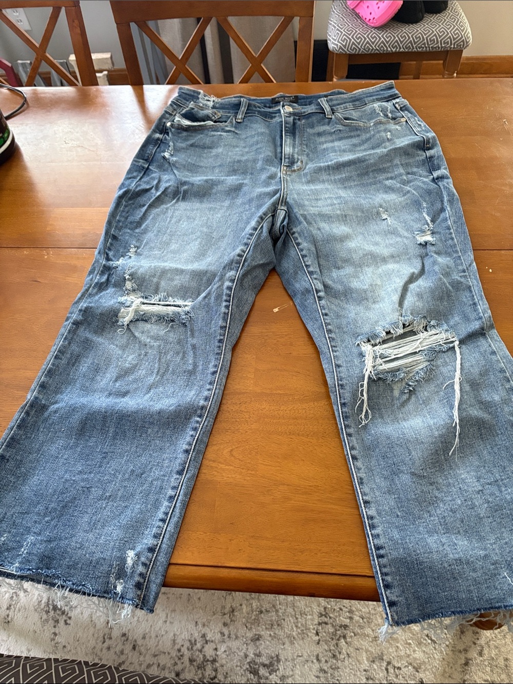 Judy Blue Distressed Light Blue Relaxed Jeans